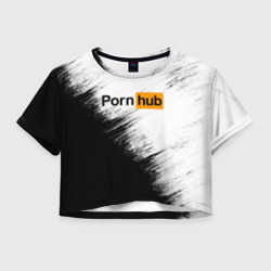 Женская футболка Crop-top 3D Pornhub black-white