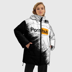 Женская зимняя куртка Oversize Pornhub black-white - фото 2