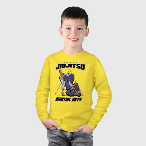 Детский лонгслив хлопок с принтом Джиу-джитсу, фото на моделе #1