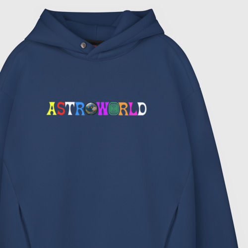 Мужское худи Oversize хлопок Astroworld, цвет темно-синий - фото 4