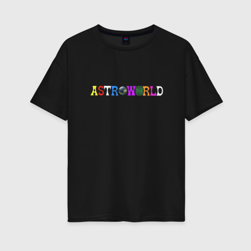 Женская футболка хлопок Oversize Astroworld, цвет черный