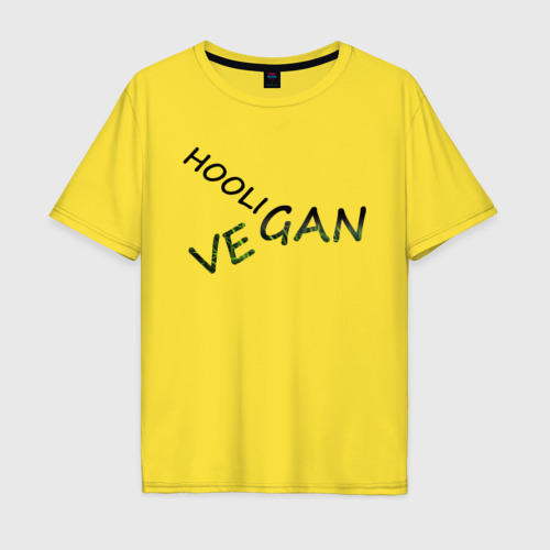 Мужская футболка хлопок Oversize Vegan hooligan, цвет желтый