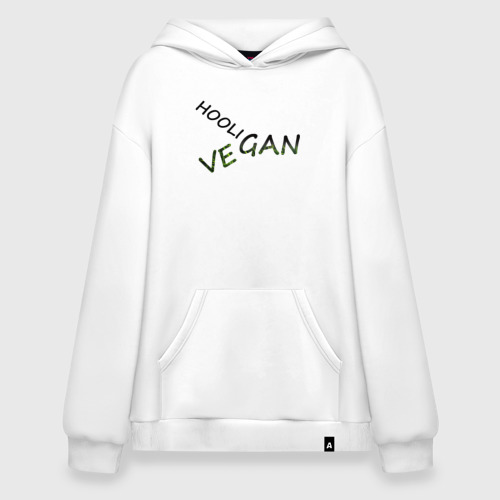 Худи SuperOversize хлопок Vegan hooligan, цвет белый