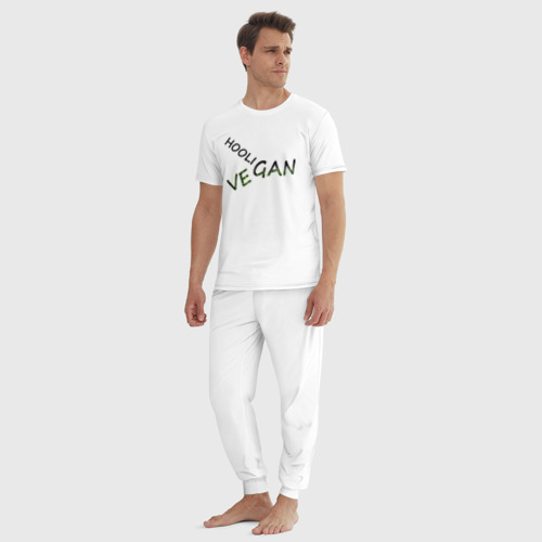 Мужская пижама хлопок Vegan hooligan, цвет белый - фото 5