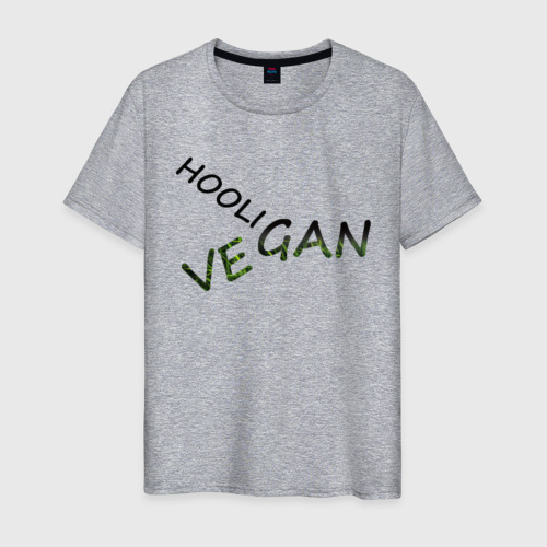 Мужская футболка хлопок Vegan hooligan, цвет меланж