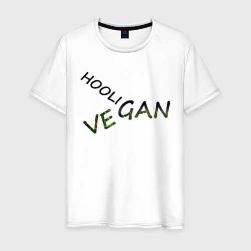 Мужская футболка хлопок Vegan hooligan, цвет белый