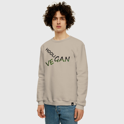 Мужской свитшот хлопок Vegan hooligan, цвет миндальный - фото 3