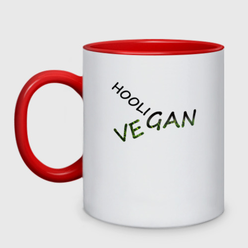 Кружка двухцветная Vegan hooligan, цвет белый + красный