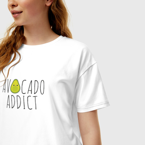 Женская футболка хлопок Oversize Авокадозависимый, цвет белый - фото 3