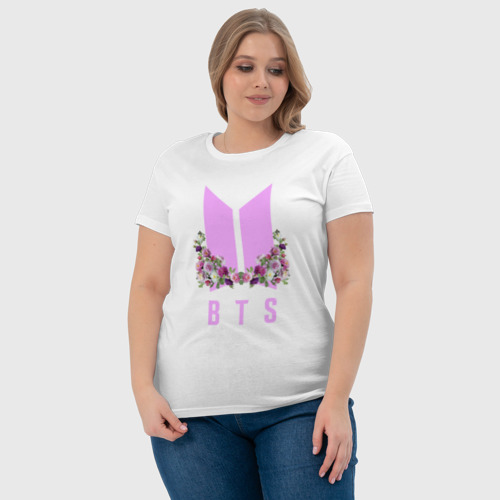 Женская футболка хлопок BTS, цвет белый - фото 6