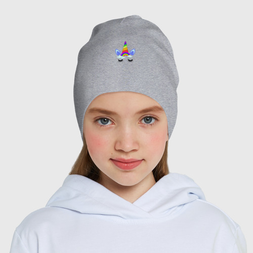 Детская шапка демисезонная Единорожка, цвет меланж - фото 5