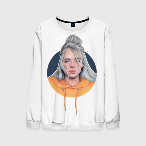 Мужской свитшот 3D Billie Eilish art 1, цвет белый