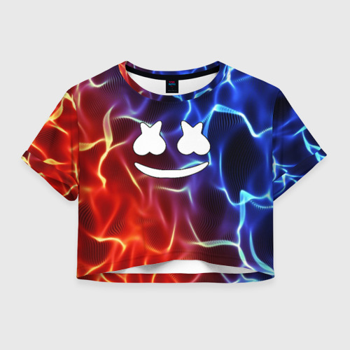 Женская футболка Crop-top 3D Marshmello Thunder