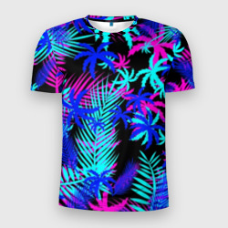 Мужская футболка 3D Slim Неоновые тропики tropical neon