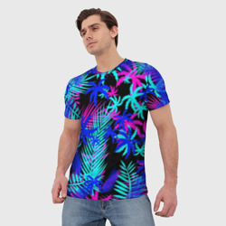 Мужская футболка 3D Неоновые тропики tropical neon - фото 2