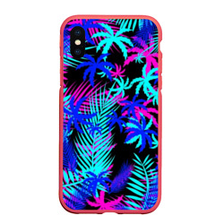 Чехол для iPhone XS Max матовый Неоновые тропики tropical neon