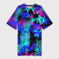 Платье-футболка 3D Неоновые тропики tropical neon