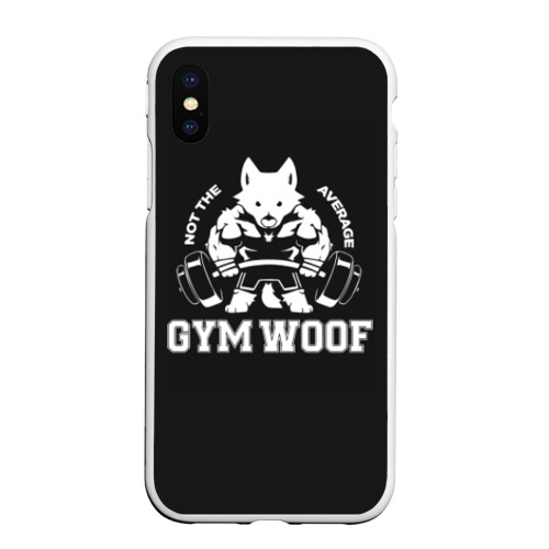 Чехол для iPhone XS Max матовый Gym woof, цвет белый