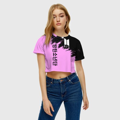 Женская футболка Crop-top 3D BTS, цвет 3D печать - фото 3