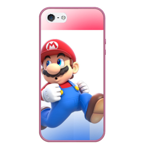 Чехол для iPhone 5/5S матовый MARIO, цвет розовый