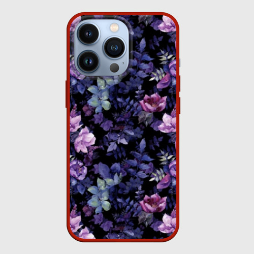 Чехол для iPhone 13 Pro Цветочный сад, цвет красный