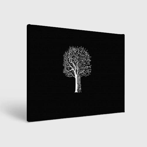 Холст прямоугольный Digital tree кибер дерево