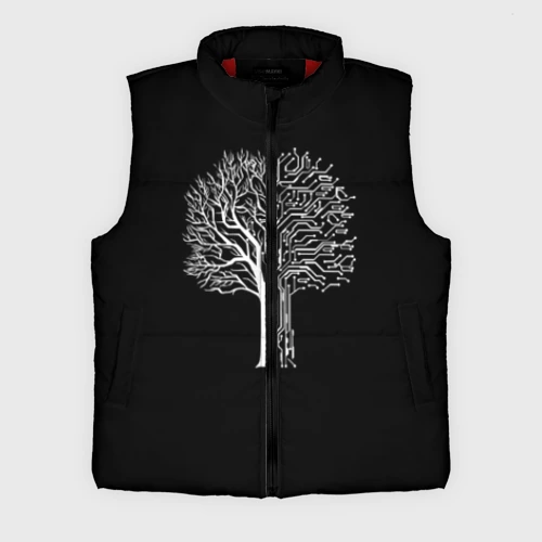 Мужской жилет утепленный 3D Digital tree кибер дерево