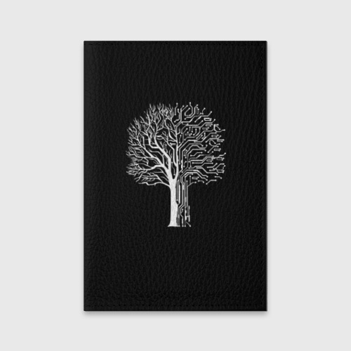 Обложка для паспорта матовая кожа Digital tree кибер дерево, цвет черный