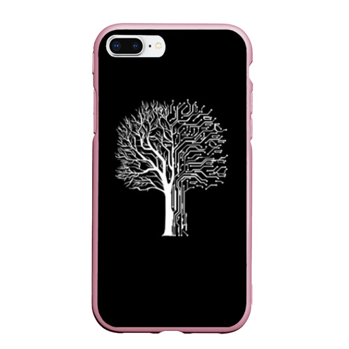 Чехол для iPhone 7Plus/8 Plus матовый Digital tree кибер дерево, цвет розовый