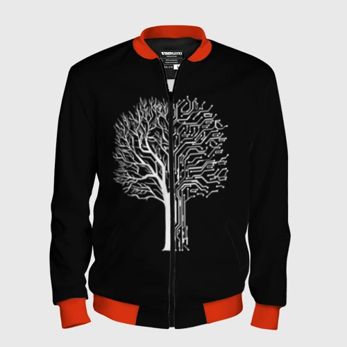 Мужской бомбер 3D Digital tree кибер дерево