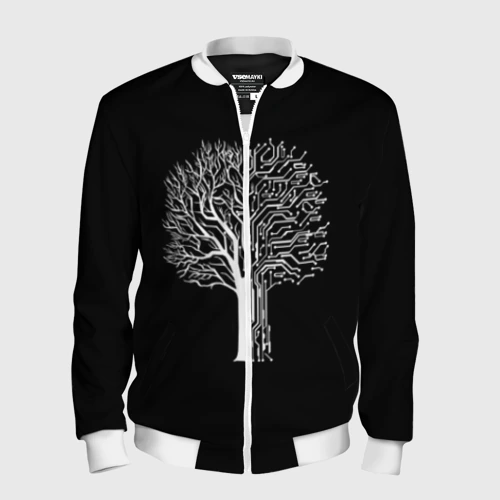 Мужской бомбер 3D Digital tree кибер дерево
