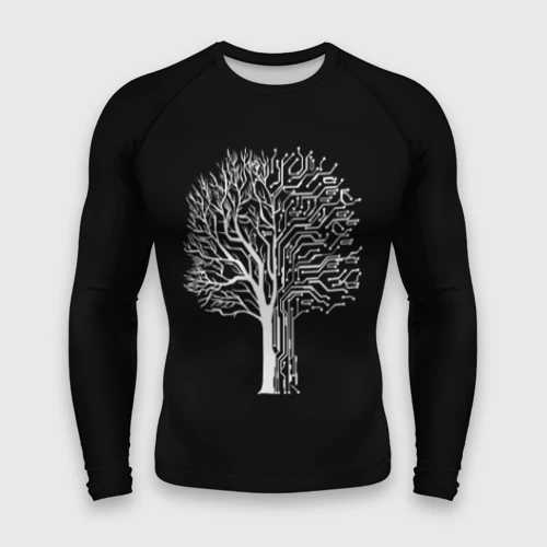 Мужской рашгард 3D Digital tree кибер дерево