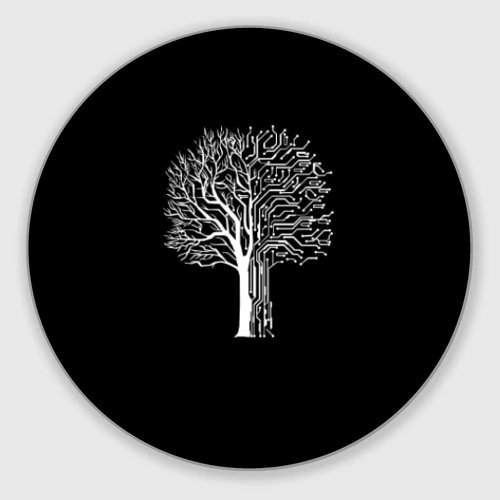 Круглый коврик для мышки Digital tree кибер дерево