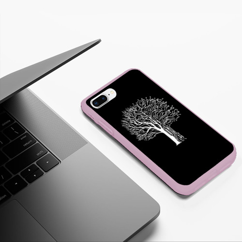 Чехол для iPhone 7Plus/8 Plus матовый Digital tree кибер дерево, цвет розовый - фото 5