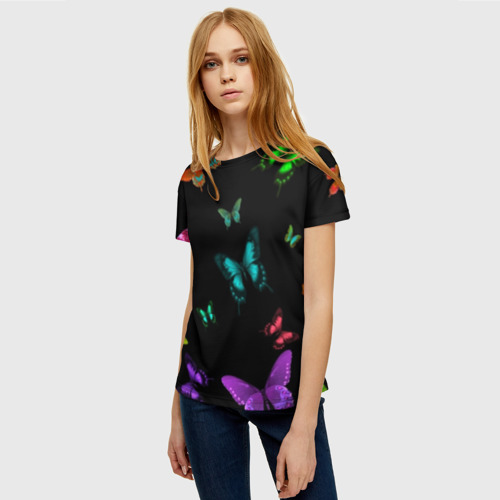 Женская футболка 3D Ночные Бабочки, цвет 3D печать - фото 3
