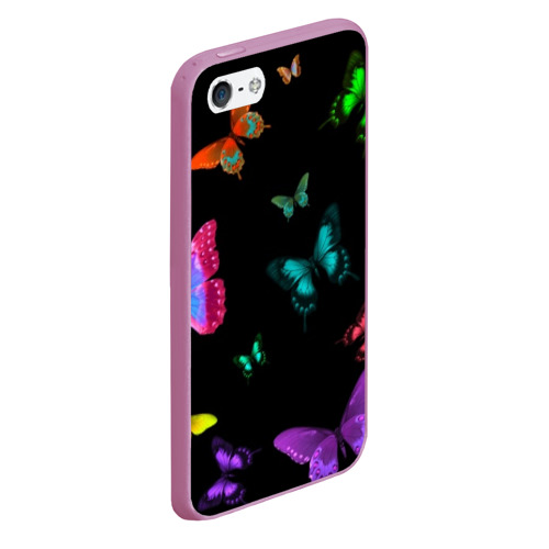 Чехол для iPhone 5/5S матовый Ночные Бабочки, цвет розовый - фото 3