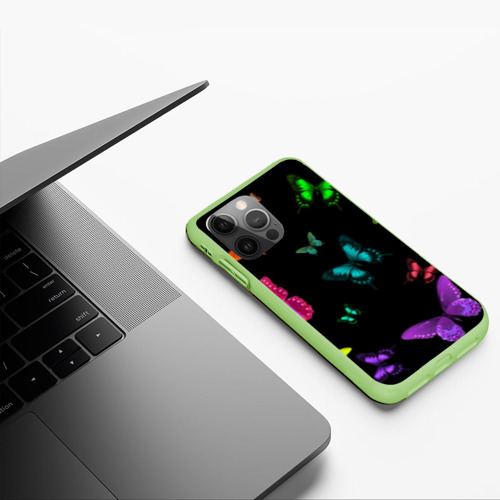 Чехол для iPhone 12 Pro Ночные Бабочки, цвет салатовый - фото 5