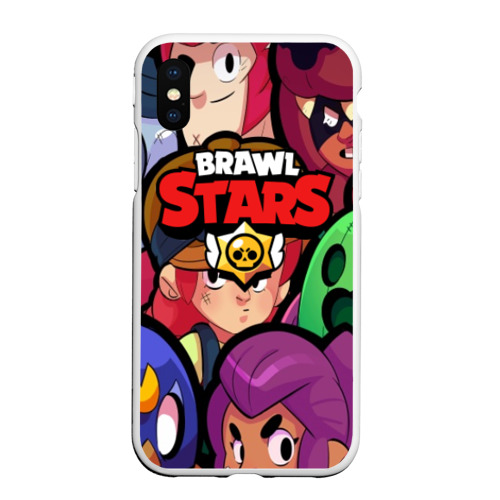 Чехол для iPhone XS Max матовый Brawl Stars, цвет белый