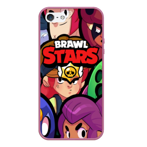 Чехол для iPhone 5/5S матовый Brawl Stars, цвет розовый