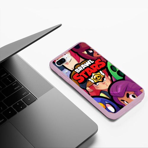 Чехол для iPhone 7Plus/8 Plus матовый Brawl Stars, цвет розовый - фото 5