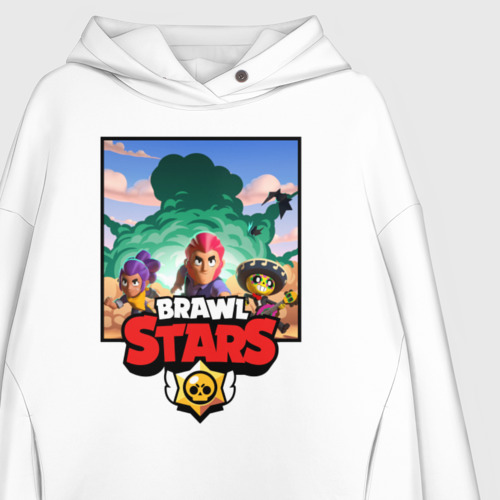 Женское худи Oversize хлопок BRAWL STARS, цвет белый - фото 3