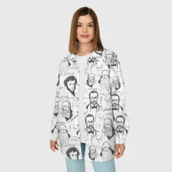Женская рубашка oversize 3D Великие писатели-классики - фото 2