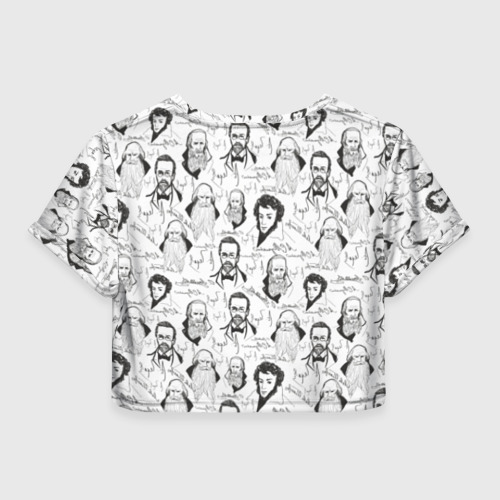 Женская футболка Crop-top 3D Великие писатели-классики, цвет 3D печать - фото 2