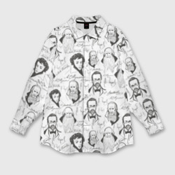 Мужская рубашка oversize 3D Великие писатели-классики
