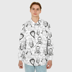 Мужская рубашка oversize 3D Великие писатели-классики - фото 2