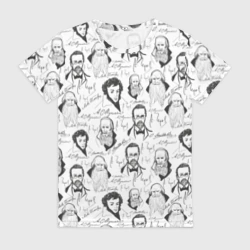 Женская футболка 3D Великие писатели-классики