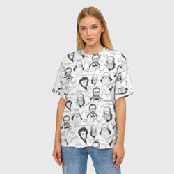 Женская футболка oversize 3D Великие писатели-классики - фото 2