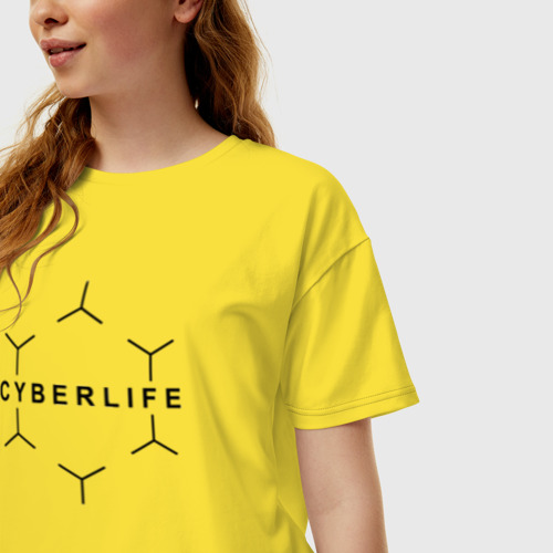 Женская футболка хлопок Oversize Cyberlife, цвет желтый - фото 3
