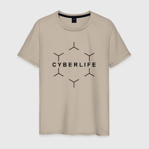 Мужская футболка хлопок Cyberlife, цвет миндальный