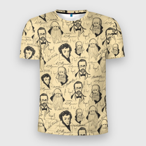 Мужская футболка 3D Slim Великие писатели-классики